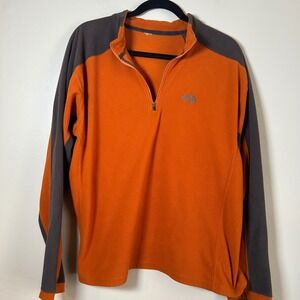 The North Face Men's Orange Charcoal Fleece 1/4 Zip Pullover Long Sleeve Top